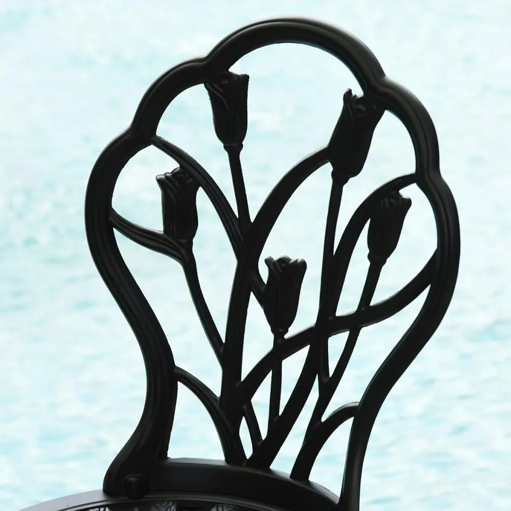 Balcony set 3-piece with umbrella hole in the table black