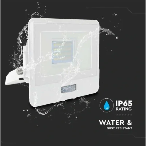 VT-128S LED Floodlight with Sensor - 20 W - 1510 Lm - 6500K - White