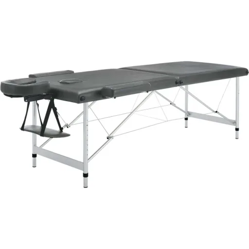 Massage table 2 zones 186x68 cm aluminum frame anthracite
