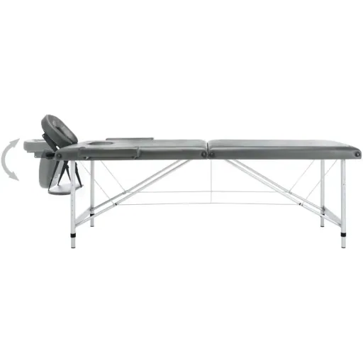 Massage table 2 zones 186x68 cm aluminum frame anthracite