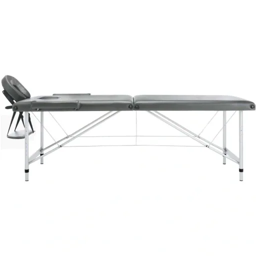 Massage table 2 zones 186x68 cm aluminum frame anthracite