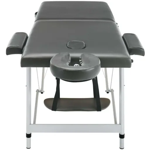 Massage table 2 zones 186x68 cm aluminum frame anthracite