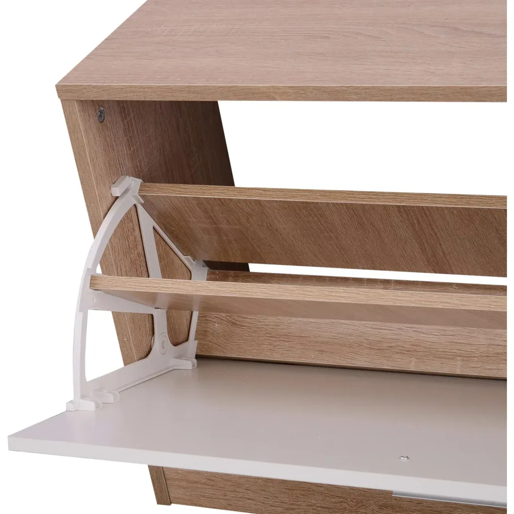 3-piece wardrobe set hallway wardrobe with shoe cabinet wardrobe wall mirror 4 hooks natural 30 x 100 cm