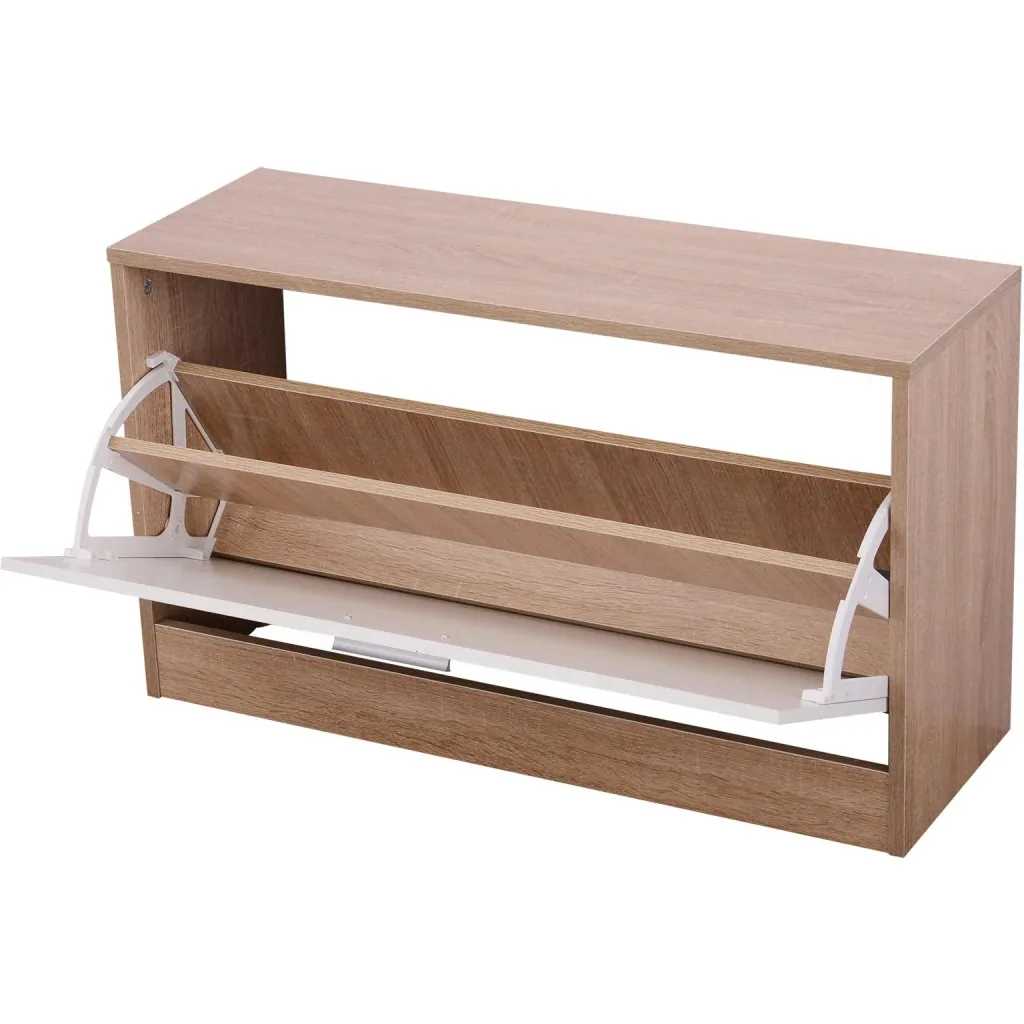 3-piece wardrobe set hallway wardrobe with shoe cabinet wardrobe wall mirror 4 hooks natural 30 x 100 cm