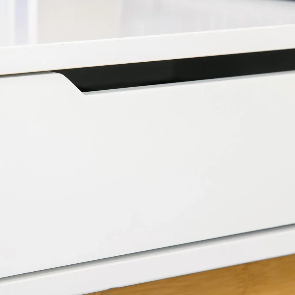 Desk with drawers white+natural