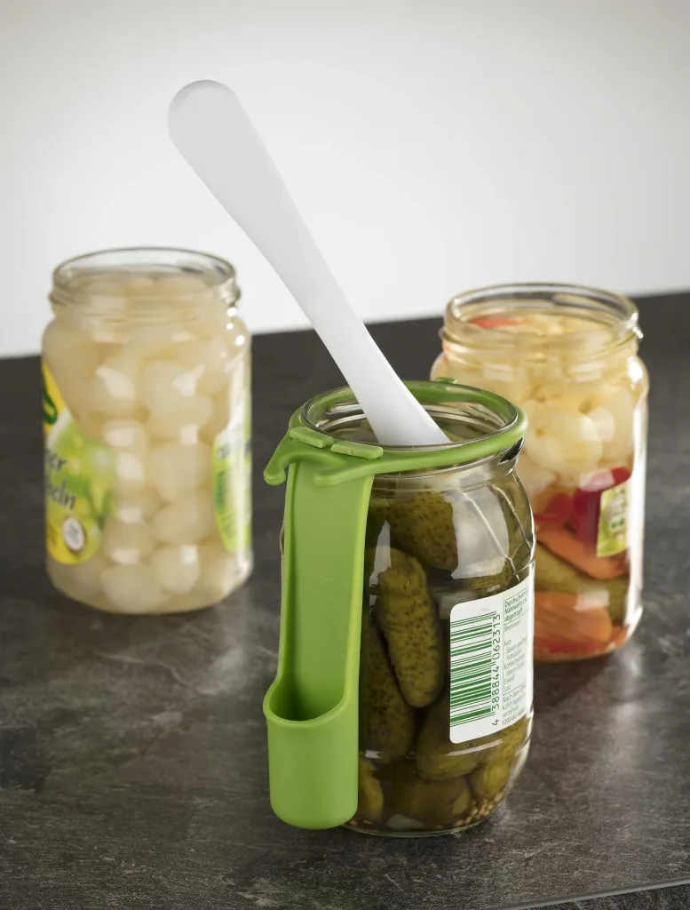 Pickle jar butler with pick, lime green