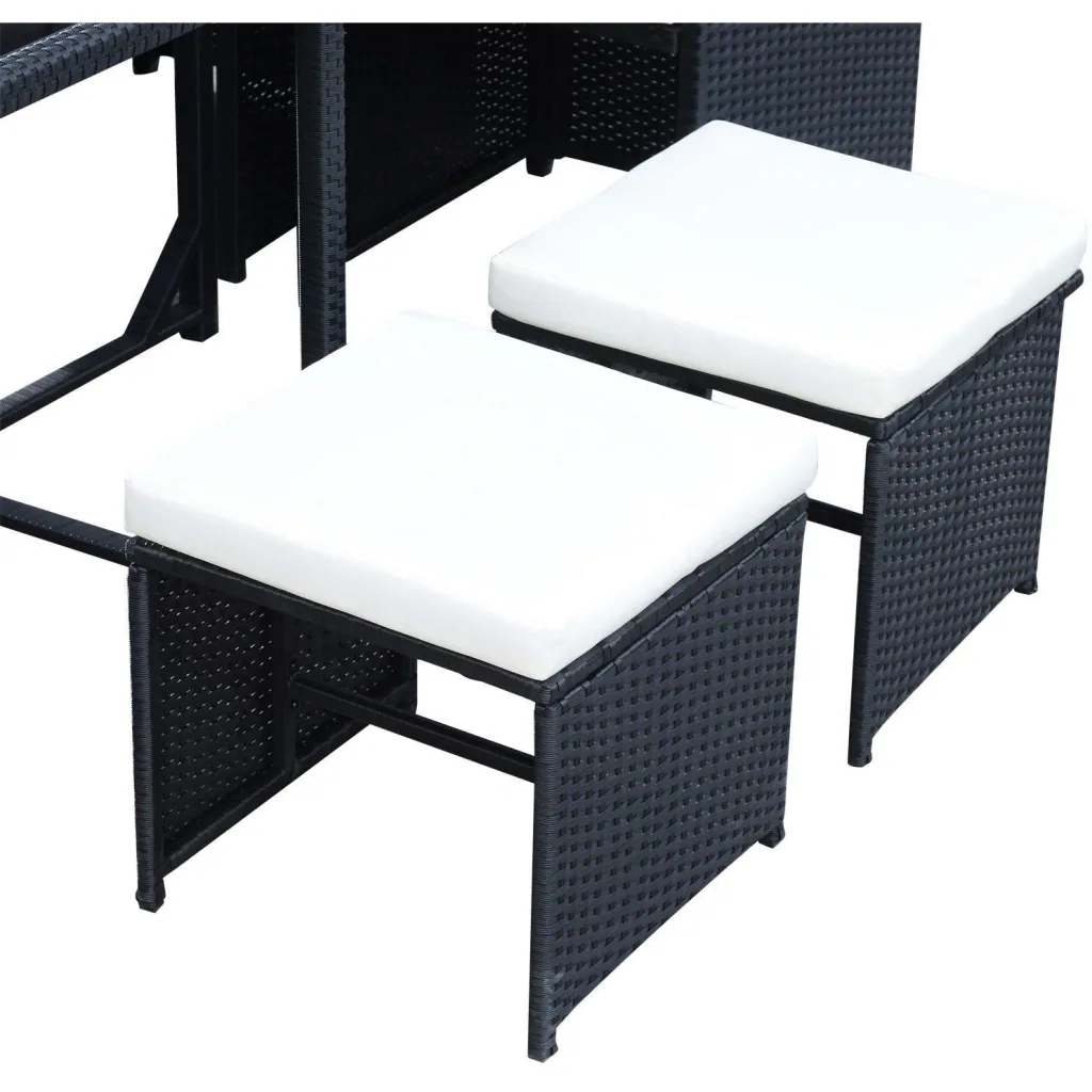 Polyrattan garden furniture 27 pcs. 6 chairs 4 stools with cushions