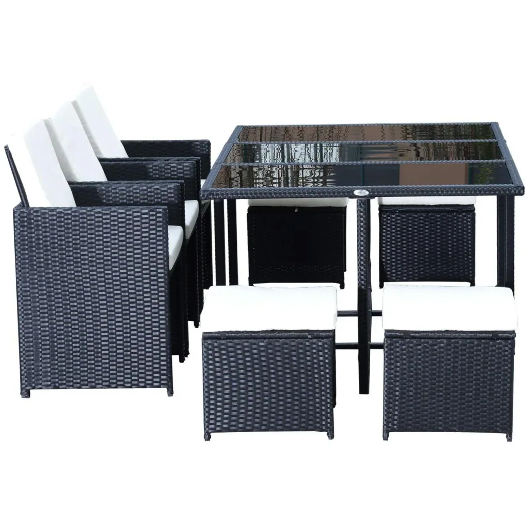 Polyrattan garden furniture 27 pcs. 6 chairs 4 stools with cushions