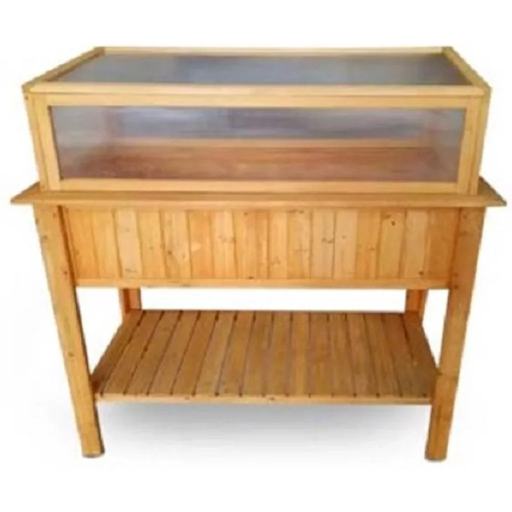 Garden wooden greenhouse / vegetable garden table on legs - 113x57x90cm including Compo Sana 10L potting soil
