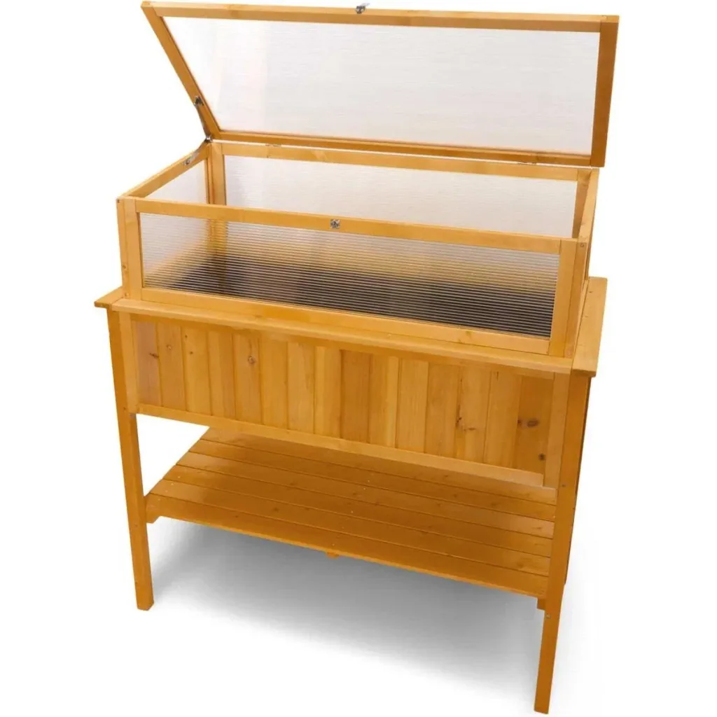 Garden wooden greenhouse / vegetable garden table on legs - 113x57x90cm including Compo Sana 10L potting soil
