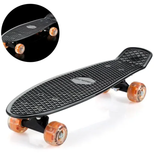 Skateboard with LED light - Black & Orange - 57 cm