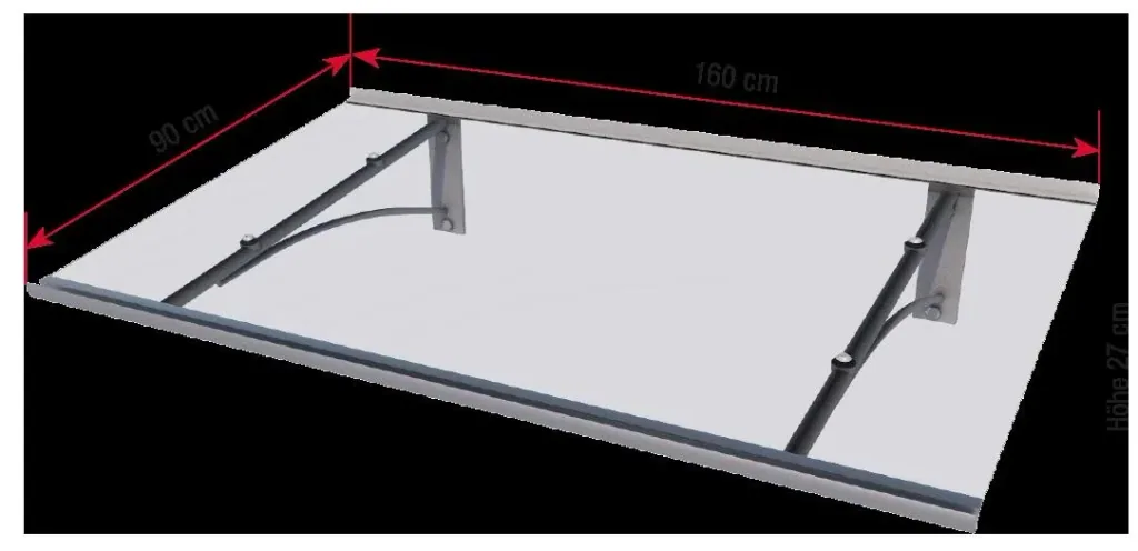 Pent canopy type PT Straight, anthracite, 160 x 90 x 27 cm, 4 mm clear