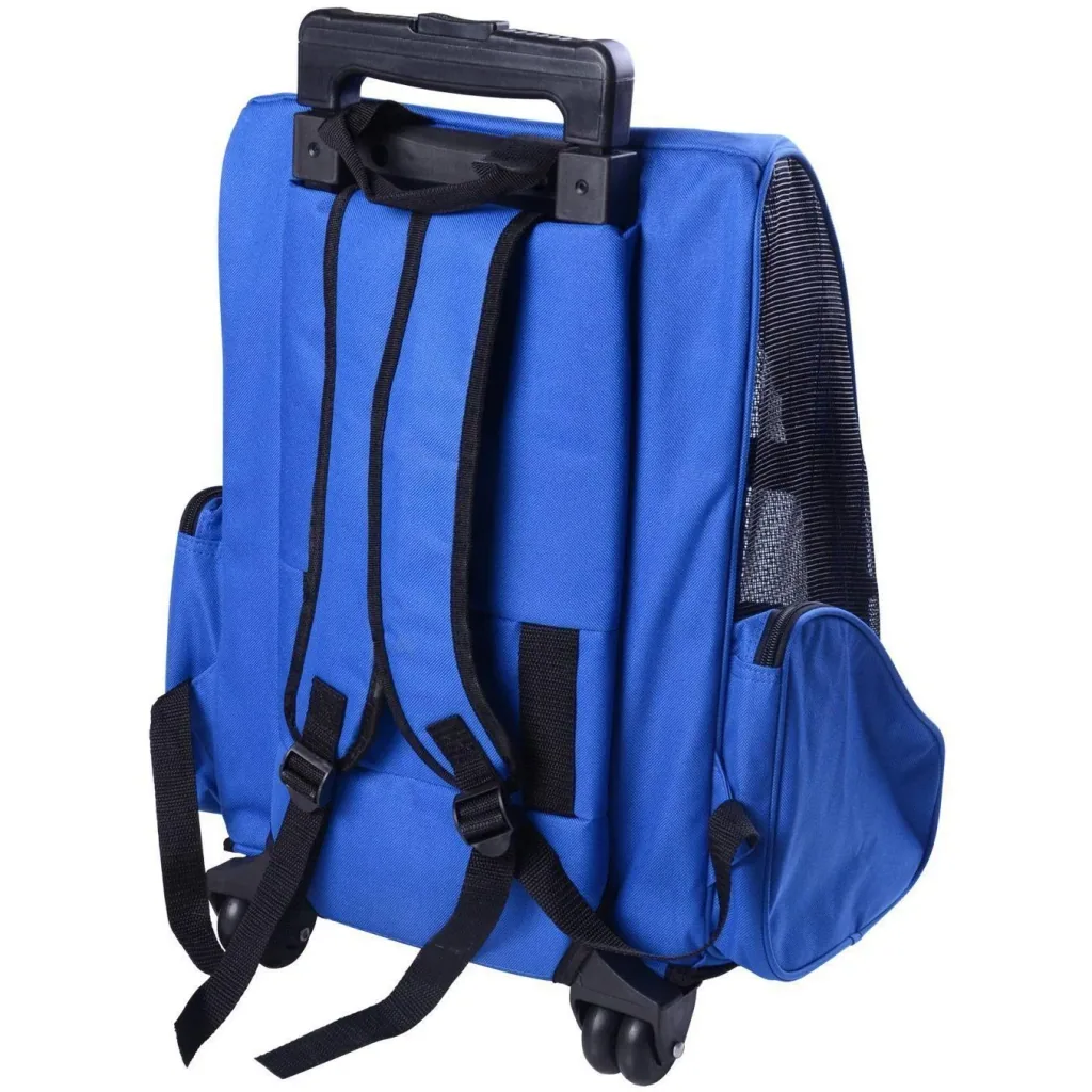 2-in-1 dog trolley carrier bag backpack blue
