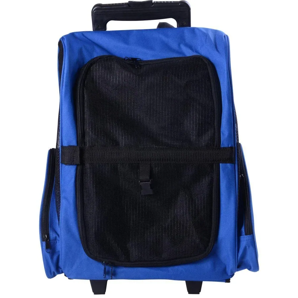 2-in-1 dog trolley carrier bag backpack blue