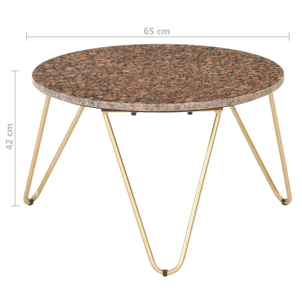 Coffee table 65x65x42 cm real stone with marble texture brown