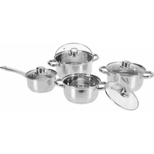 Pots and pans 8 pieces made of stainless steel - Solid quality