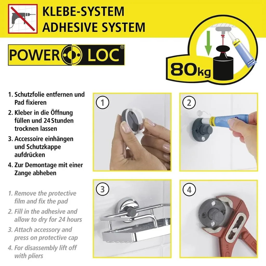 Power-Loc® shower rod chrome, attach without drilling