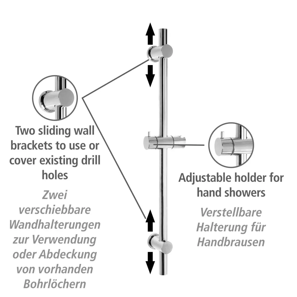 Power-Loc® shower rod chrome, attach without drilling