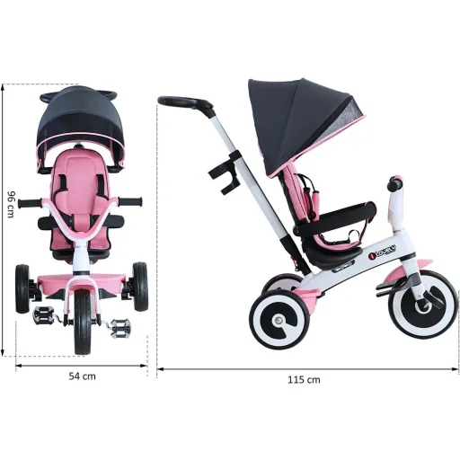 4 in 1 children's tricycle with sun canopy