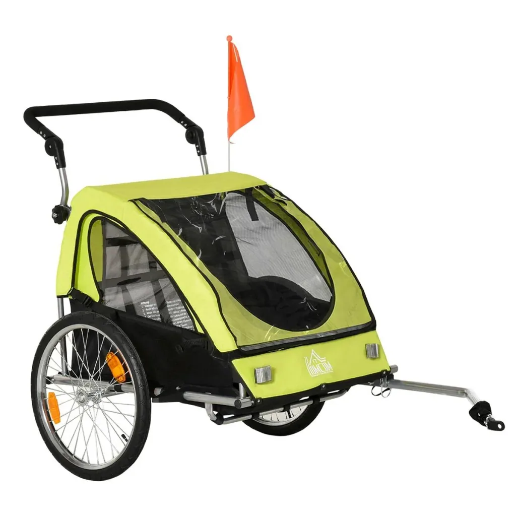 2-in-1 bicycle trailer with space for 2 children, grey, black