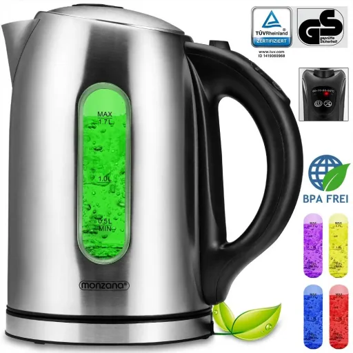 Stainless steel kettle 1.7 liters with LED color change
