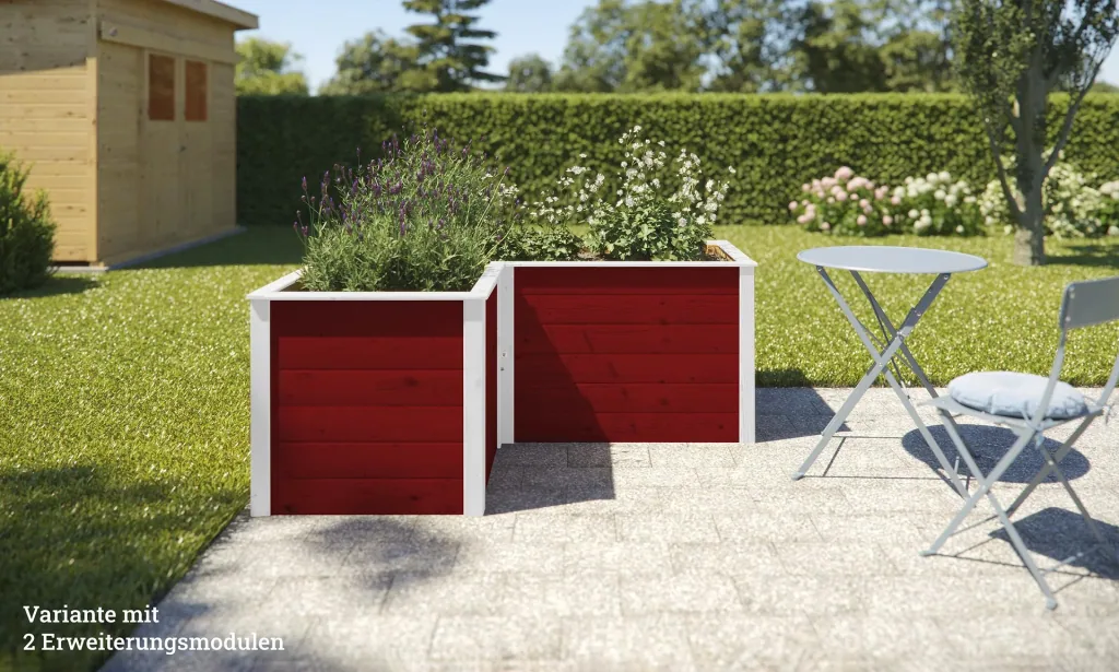 Modular raised bed extension kit, wall thickness 21 mm, red, 67 cm