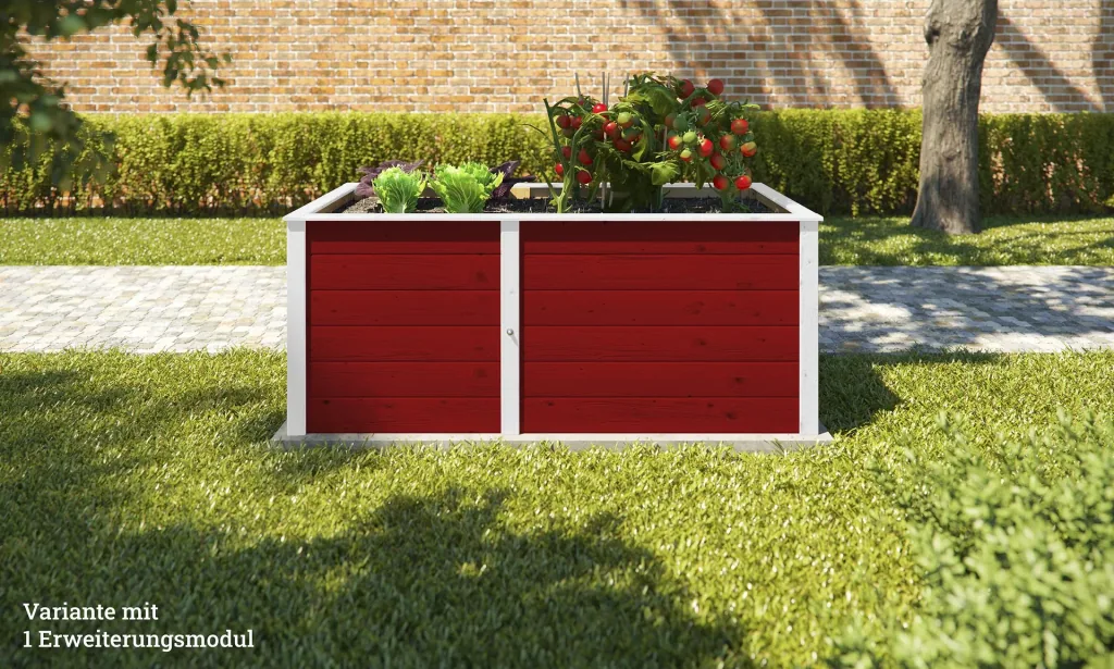 Modular raised bed extension kit, wall thickness 21 mm, red, 67 cm