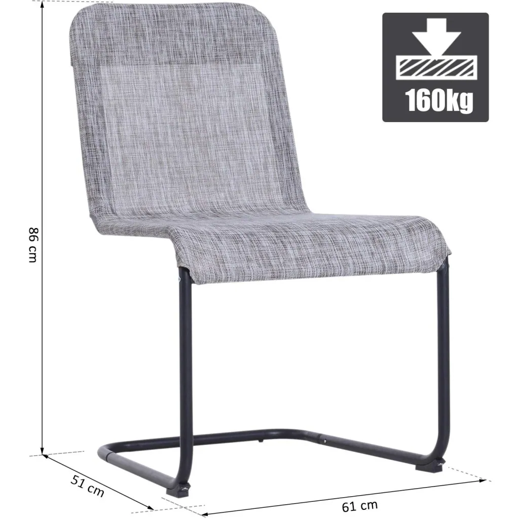 Set of 2 balcony chairs, garden chairs, cantilever chairs, weatherproof, grey, 61 x 51 x 86 cm