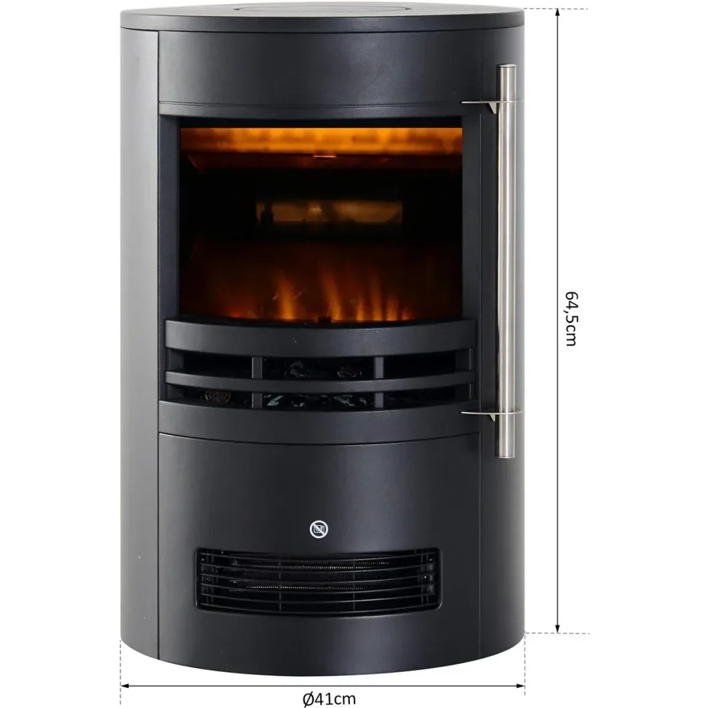Fireplace with flame effect black