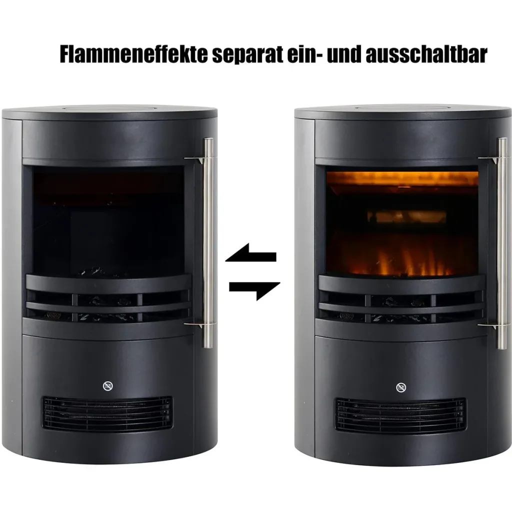 Fireplace with flame effect black