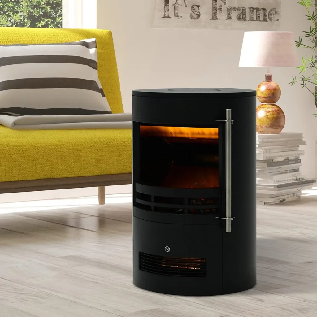 Fireplace with flame effect black