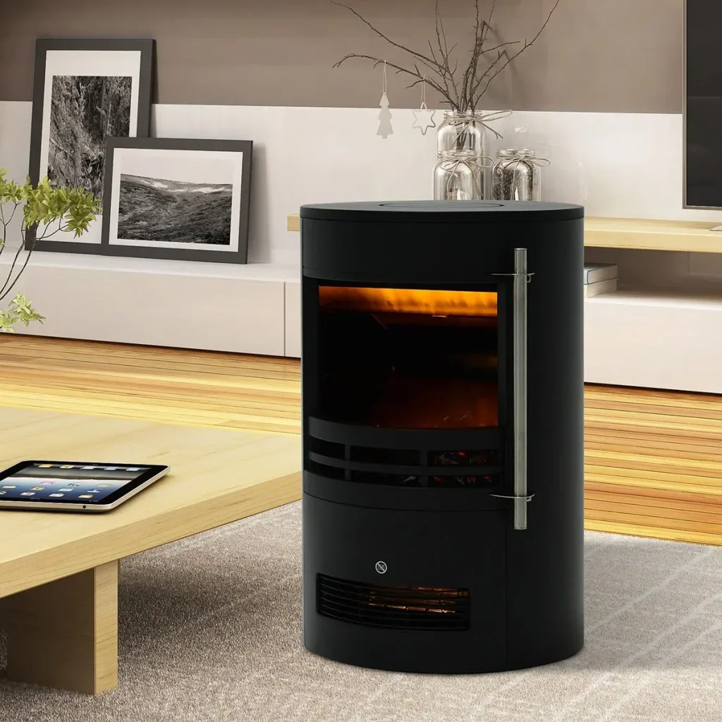 Fireplace with flame effect black