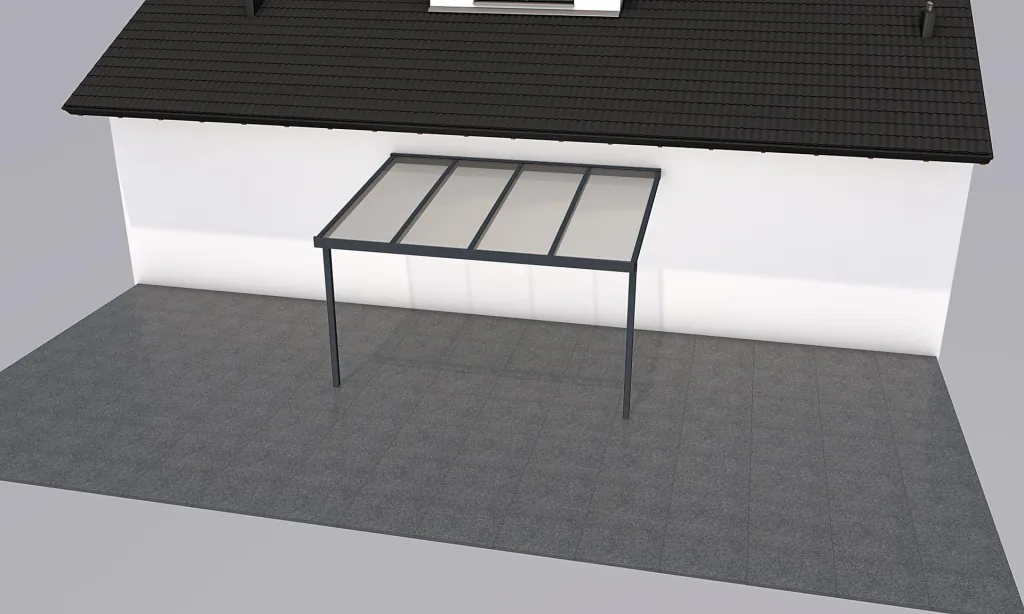 Patio roof Premium, anthracite, 4102 x 3060 mm - Polycarbonate multi-wall sheets 16 mm, clear