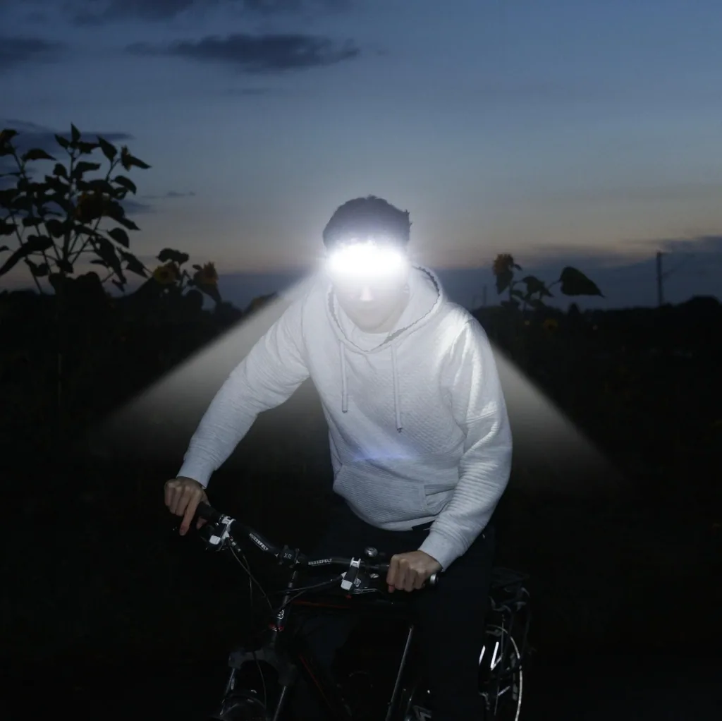 COB LED band headlamp with 3-way light mode, 200 lumens