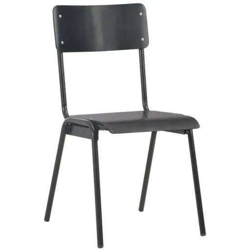 Dining table chairs 2-piece solid plywood steel black
