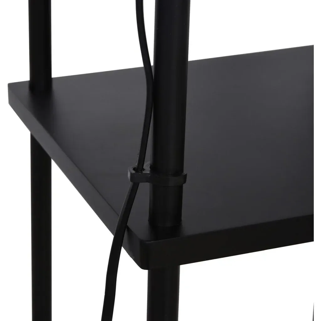 Floor lamp with shelf black+cream white