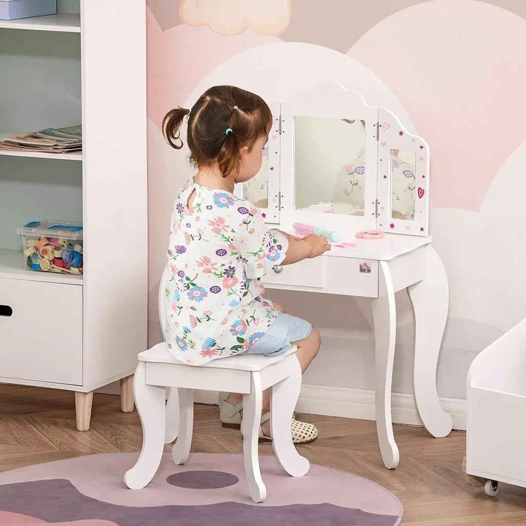 Children's dressing table with stool 63 cm x 40 cm x 85.5 cm