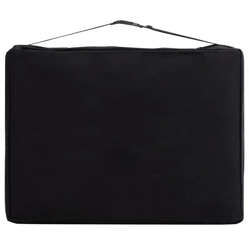 Folding massage table 2 zones wood black and orange
