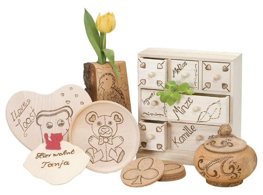 Pyrography set with on/off piston and 20 attachments