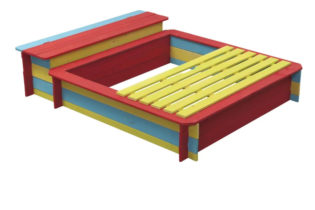 Sandpit Jade wood, colored glazed with hinged lid 1500 mm x 1200 mm