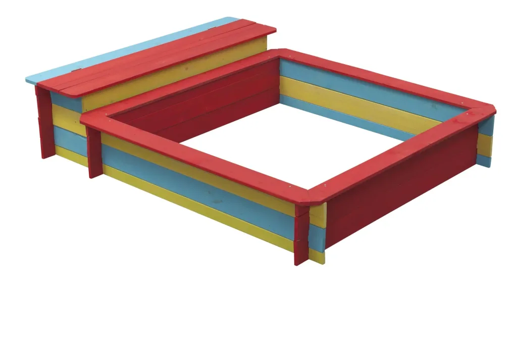 Sandpit Jade wood, colored glazed with hinged lid 1500 mm x 1200 mm