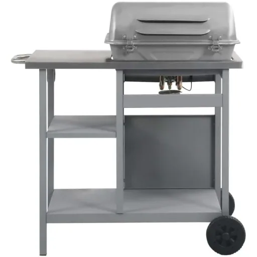 Gas grill with 3-layer side table black and silver