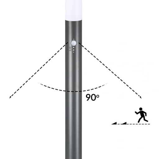 Path lighting / outdoor light - Garden - Stainless steel - With sensor - 100 x 12 cm - Anthracite