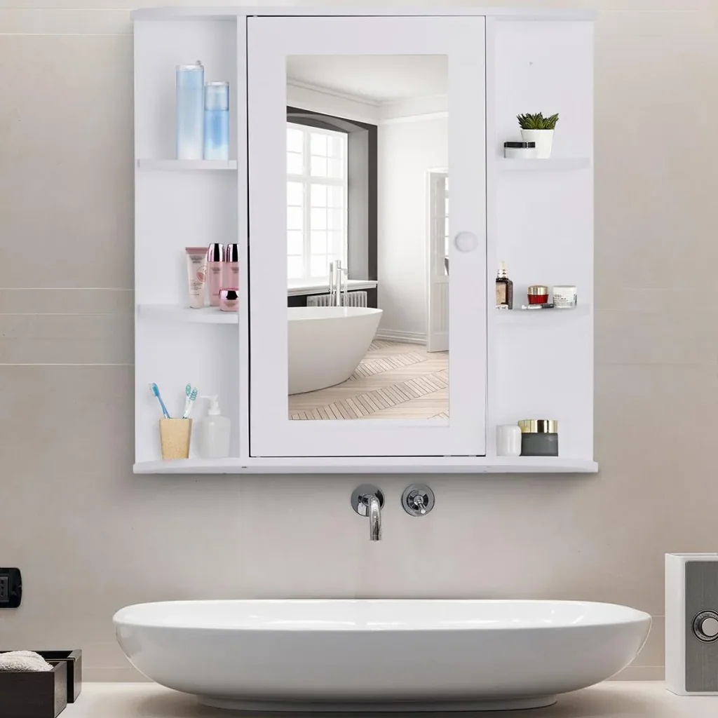 white mirror cabinet