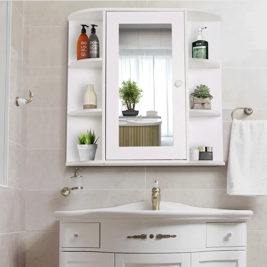 white mirror cabinet