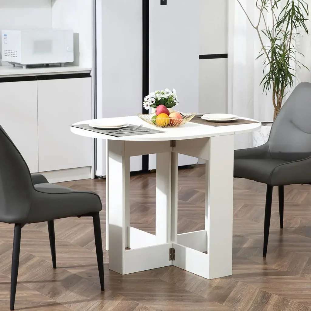 Dining table folding table dining room table table storage area chipboard wood white 104 x 76 x 73.7 cm