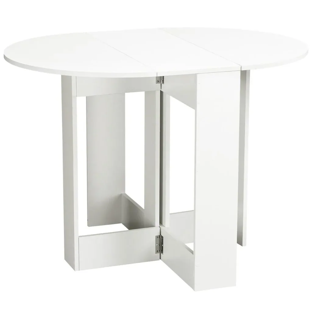 Dining table folding table dining room table table storage area chipboard wood white 104 x 76 x 73.7 cm