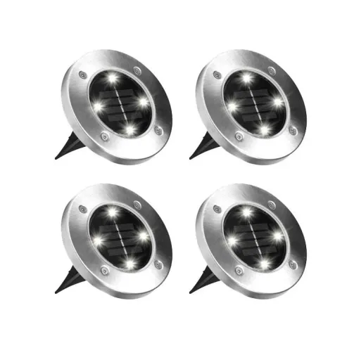 LED Solar Light Disk Lights - 4 pieces