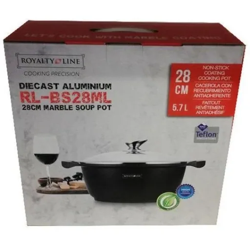 Marble casserole with black glass lid - 28 cm