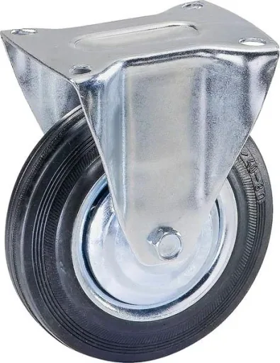 Fixed castor with solid rubber tyres, wheel diameter 80 mm